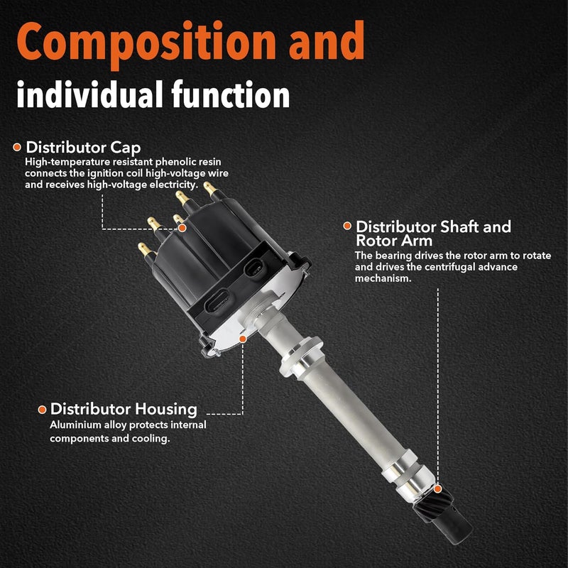 BasaltAuto Ignition Distributor 1103952 GM19 GM04 1987-1997 5.0L 5.7L 7.4L Big Block EFI TBI Compatible for Cadillac Chevy C/K Pickup Truck Van Camaro 305 350 454 Blazer - Image 3